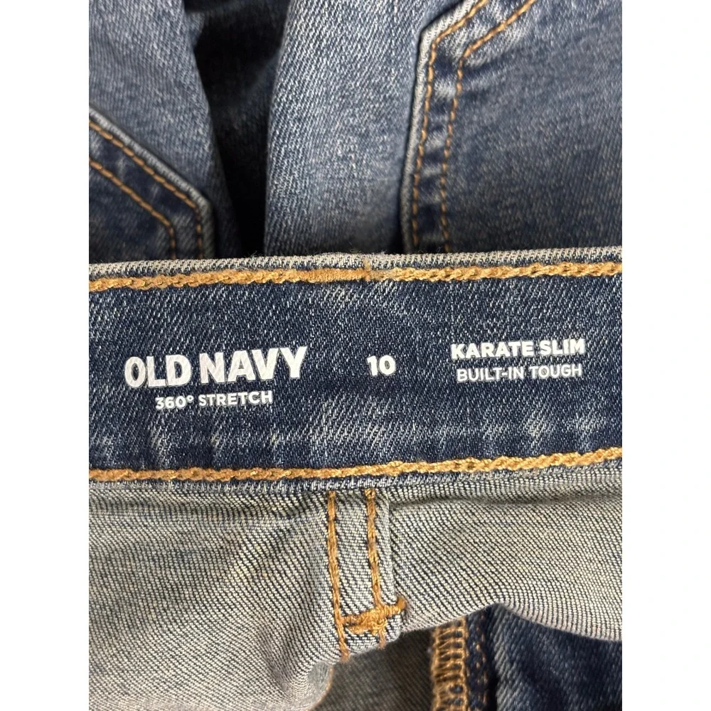 Old Navy Boys Karate Slim Built-In Tough Jeans Dark Wash 360 Stretch Size 10 NWT